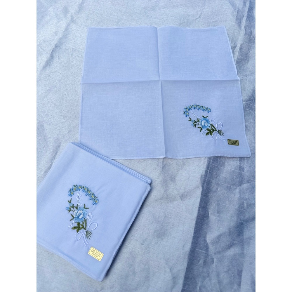 Vermont Country Store Women's Cotton Handkerchiefs 12 Pack Floral Blue 11x11 - Picture 4 of 13